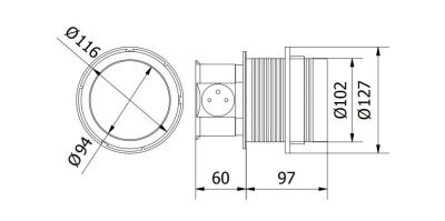 Indux Push retractable pin earthing silver kitchen socket for worktop with 4 outlets 1208957413