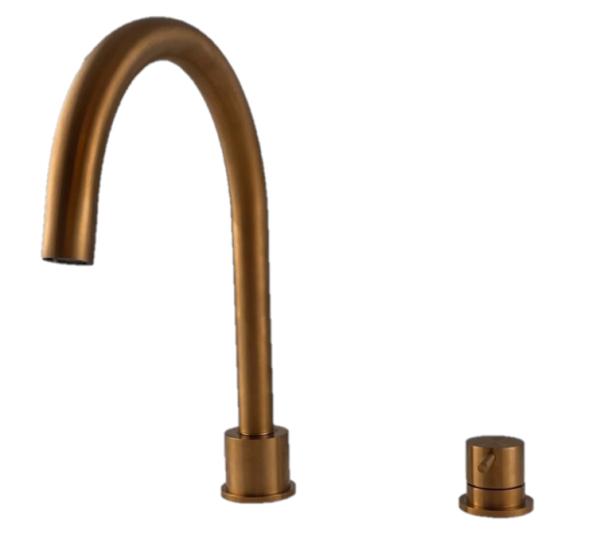 Waterevolution Flow 2-hole kitchen mixer brushed copper PVD T151CPE