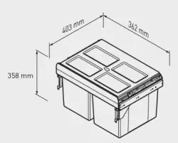 Garbi Carrier C-40-2 built-in waste system with its own rails and 2 waste bins 2 x 16 litres 1208957462