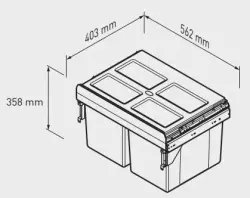 Garbi Carrier C-60-2 built-in waste system with its own rails and 2 waste bins 2 x 27 litres 1208957468