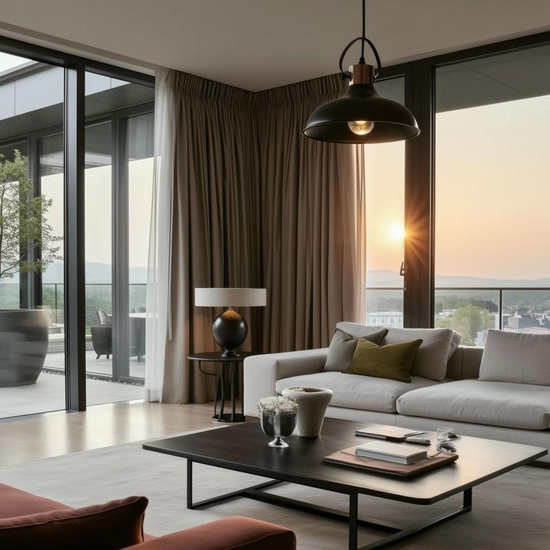 Decor Mees black metal pendant lamp with attached lampshade in the shape of an oil lamp 2363