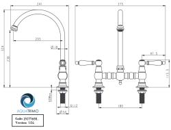 AquaTrimo Country 2-hole classic nostalgic kitchen bridge tap with round spout, chrome 21CT7655CM