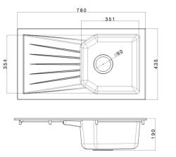 Ausmann Fibre 6 sink black reversible with drainer inset 78x43.5 cm 1208957670