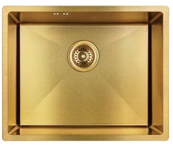 Aquadesign Sinks golden stainless steel sink gold colour PVD gold 50x40 undermount flush-mounted and inset 1208957698