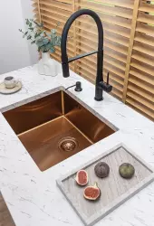 Aquadesign Sinks copper stainless steel sink copper colour PVD 50x40 undermount flush-mounted and inset 1208957700