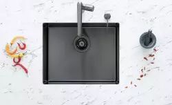 Aquadesign Sinks gun metal stainless steel sink anthracite colour PVD 50x40 undermount flush-mounted and inset 1208957702