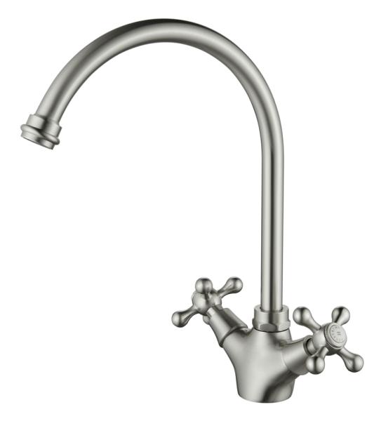 AquaTrimo Windsor classic nostalgic kitchen tap with round spout, stainless steel 21WS7652NM