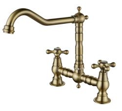 AquaTrimo Windsor 2-hole classic nostalgic kitchen bridge tap with angled spout, bronze 21WS7653BN