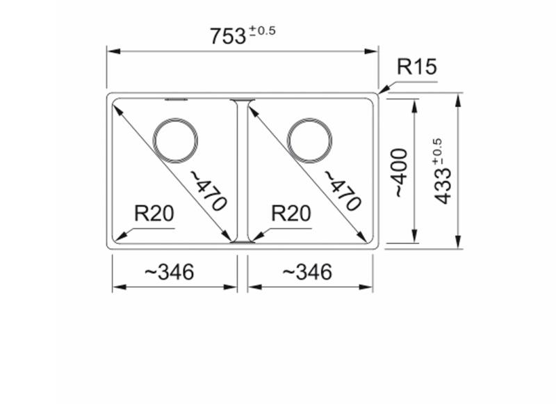 Franke Maris MRG120-35-35 Fragranite Matte black double undermount sink