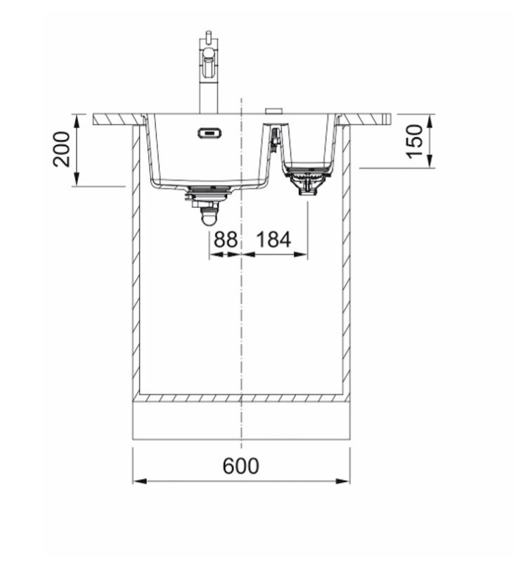 Franke Maris MRG 260-34-15 Fragranite Oyster sink Basin Right flat installation