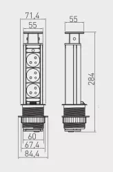 Indux Up & Down small retractable silver kitchen socket in worktop with 3 sockets 1208957839