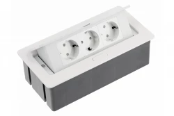 Indux Flip Medium retractable earthed white kitchen socket for worktop or wall unit with 3 outlets 1208957843