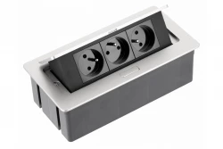 Indux Flip Medium pin earthing aluminum kitchen socket for worktop or wall unit with 3 outlets 1208957846