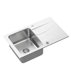 Quadri Fusion inset stainless steel sink with white granite drainer 78x48 reversible 1208957868