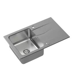 Quadri Fusion inset stainless steel sink with gray granite drainer 78x48 reversible 1208957869