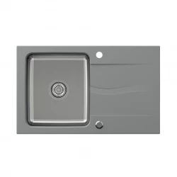 Quadri Fusion inset stainless steel sink with gray granite drainer 78x48 reversible 1208957869