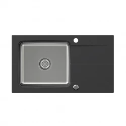 Quadri Fusion inset stainless steel sink with onyx granite drainer 78x44 reversible 1208957871