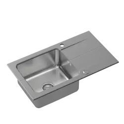 Quadri Fusion inset stainless steel sink with gray granite drainer 78x44 reversible 1208957873