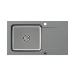 Quadri Fusion inset stainless steel sink with gray granite drainer 78x44 reversible 1208957873