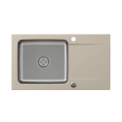 Quadri Fusion inset stainless steel sink with beige granite drainer 78x44 reversible 1208957874