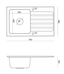 Quadri Fusion inset stainless steel sink with silver granite drainer 78x48 reversible 1208957877