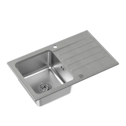 Quadri Fusion inset stainless steel sink with silver granite drainer 78x48 reversible 1208957877