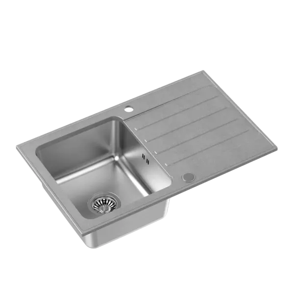 Quadri Fusion inset stainless steel sink with silver granite drainer 78x48 reversible 1208957877