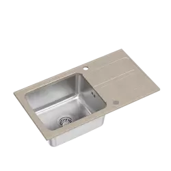 Quadri Fusion inset sink stainless steel with beige granite drainer 78x43 reversible 1208957881