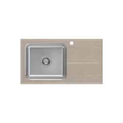 Quadri Fusion inset sink stainless steel with beige granite drainer 78x43 reversible 1208957881