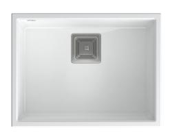 Quadri Quadrangle white undermount granite sink 55x42cm with stainless steel plug 1208957884