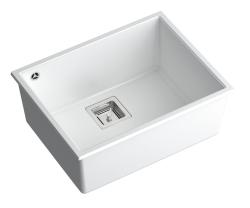 Quadri Quadrangle white undermount granite sink 55x42cm with stainless steel plug 1208957884