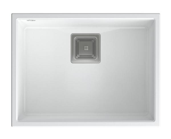 Quadri Quadrangle white undermount granite sink 55x42cm with stainless steel plug 1208957884