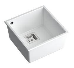 Quadri Quadrangle white undermount granite sink 42x42cm with stainless steel plug 1208957886