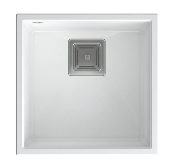 Quadri Quadrangle white undermount granite sink 42x42cm with stainless steel plug 1208957886