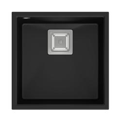 Quadri Quadrangle black undermount granite sink 42x42cm with stainless steel plug 1208957887