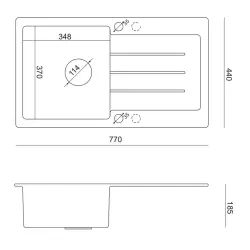 Quadri Kendal black inset sink with drainer, faucet and liquid dispenser 77x44 1208957888