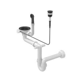 Quadri drain set sink incl. overflow and push to open button with 1-bowl siphon black 1208957897