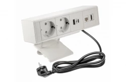 Indux Desk BAR 2x side earthing Socket with 1xUSB A, 1xUSB C. 1xRJ45 and 1xHDMI white 1208957923