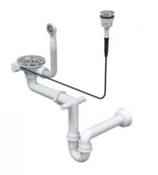 Quadri London stainless steel drain set incl. overflow and push-to-open button stainless steel 1208957933