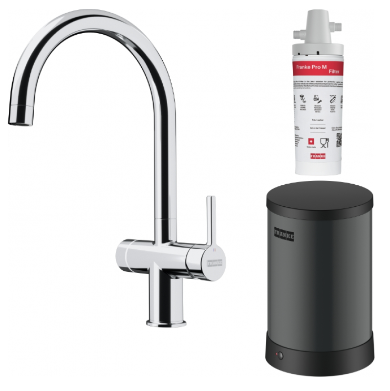 Franke Maris water hub 4L boiler 3-1 with Touch electronic boiling water tap chrome with water hub bypass 1208957947