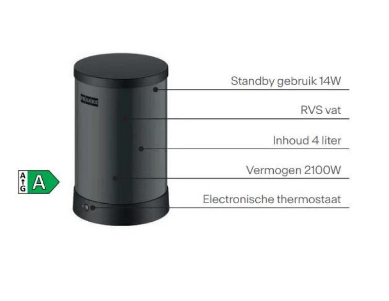 Franke Maris water hub 4L boiler 3-1 with Touch electronic boiling water tap chrome with water hub bypass 1208957947