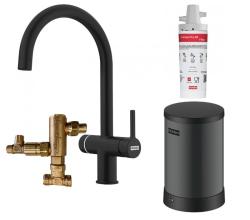 Franke Maris water hub 4L boiler 3-in-1 with Touch electronic boiling water tap matte black with water hub mixing set 1208957949