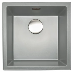 Reginox Paris 40 Regi-granite sink grey 40x40 cm inset with roll mat and stainless steel push button R36693