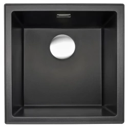 Reginox Paris 40 Regi-granite sink anthracite 40x40 cm inset with roll mat and stainless steel push button R36716