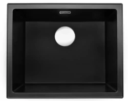 Reginox Paris 50 Regi-granite sink black 50x40 cm inset with roll mat and stainless steel push button R36754