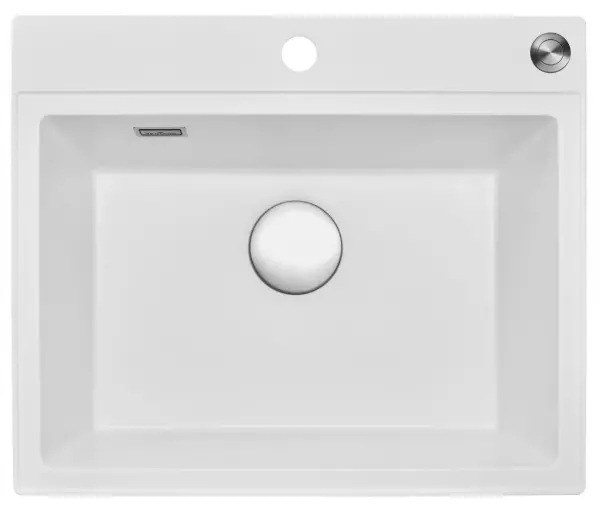 Reginox Paris 54 Regi-granite sink white 60x50 cm inset with tap hole, roll mat and stainless steel push button R36778