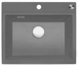 Reginox Paris 54 Regi-granite sink grey 60x50 cm inset with tap hole, roll mat and stainless steel push button R36792