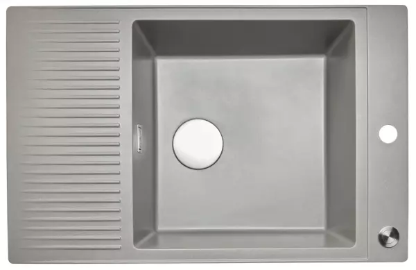 Reginox Paris 78 Regi-granite sink grey 78x50 cm inset reversible with tap hole, roll mat and stainless steel push button R36846