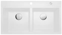 Reginox Paris 20 Regi-granite double white kitchen sink 90x50 cm inset with roll mat and stainless steel push button R36921