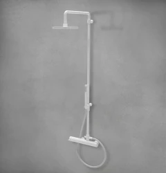 Waterevolution Flow Shower mixer with bar, flexible, handshower and fixed holder White T141BR